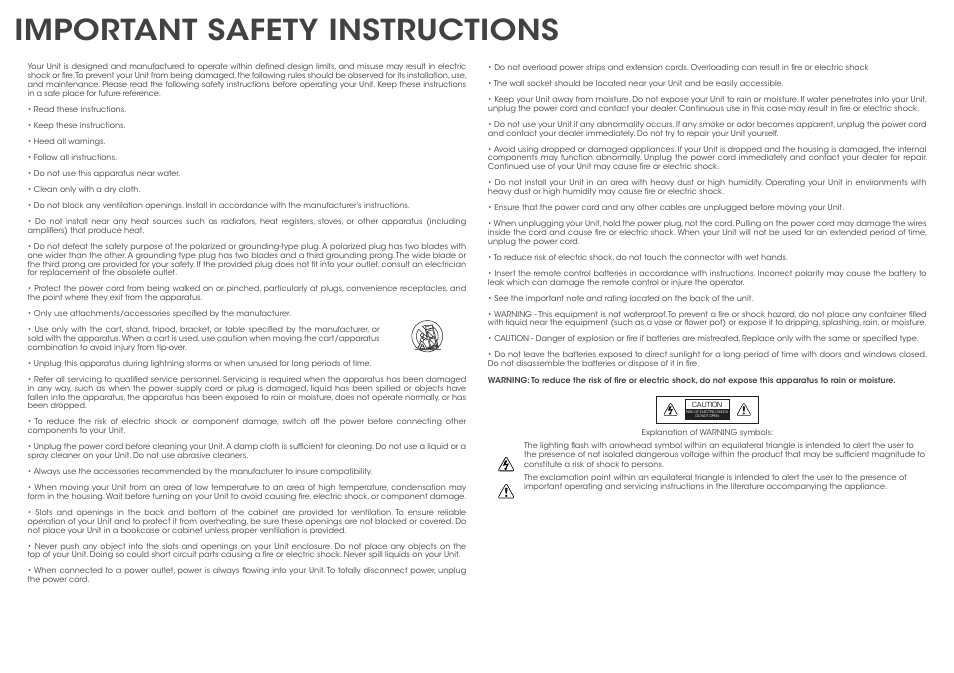 Important safety instructions | Vizio S5430w-C2 - Quickstart Guide User Manual | Page 2 / 28