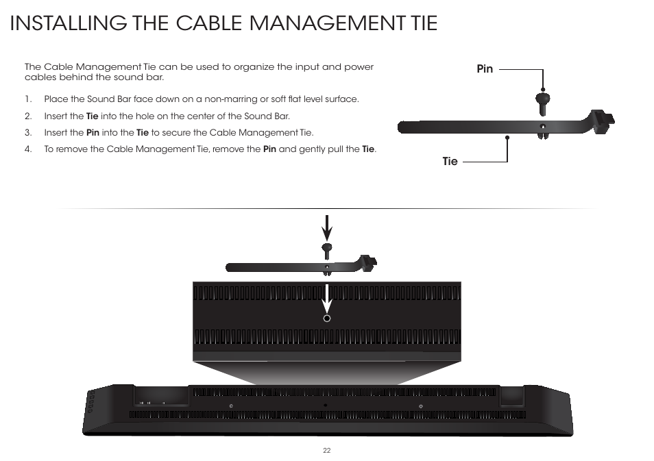 Installing the cable management tie | Vizio S4221w-C4 - Quickstart Guide User Manual | Page 22 / 32