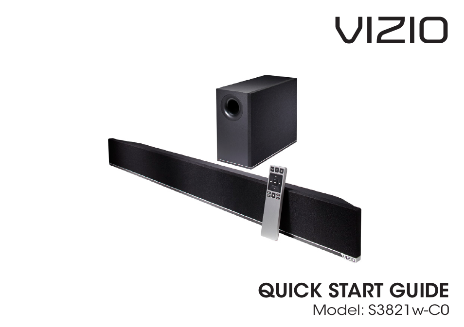 Vizio S3821w-C0 - Quickstart Guide User Manual | 24 pages