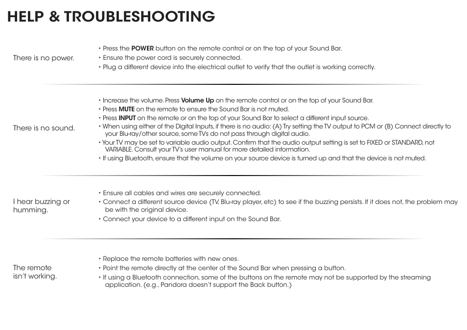 Help & troubleshooting | Vizio S3821w-C0 - Quickstart Guide User Manual | Page 19 / 24