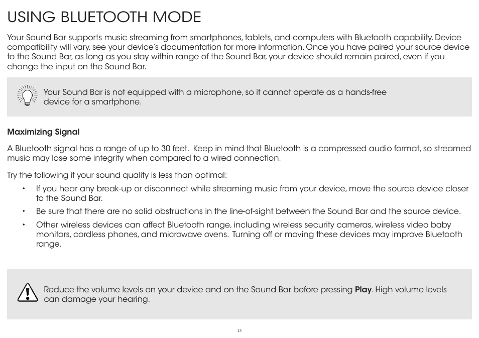 Using bluetooth mode | Vizio S4220w-E4 - Quickstart Guide User Manual | Page 13 / 24