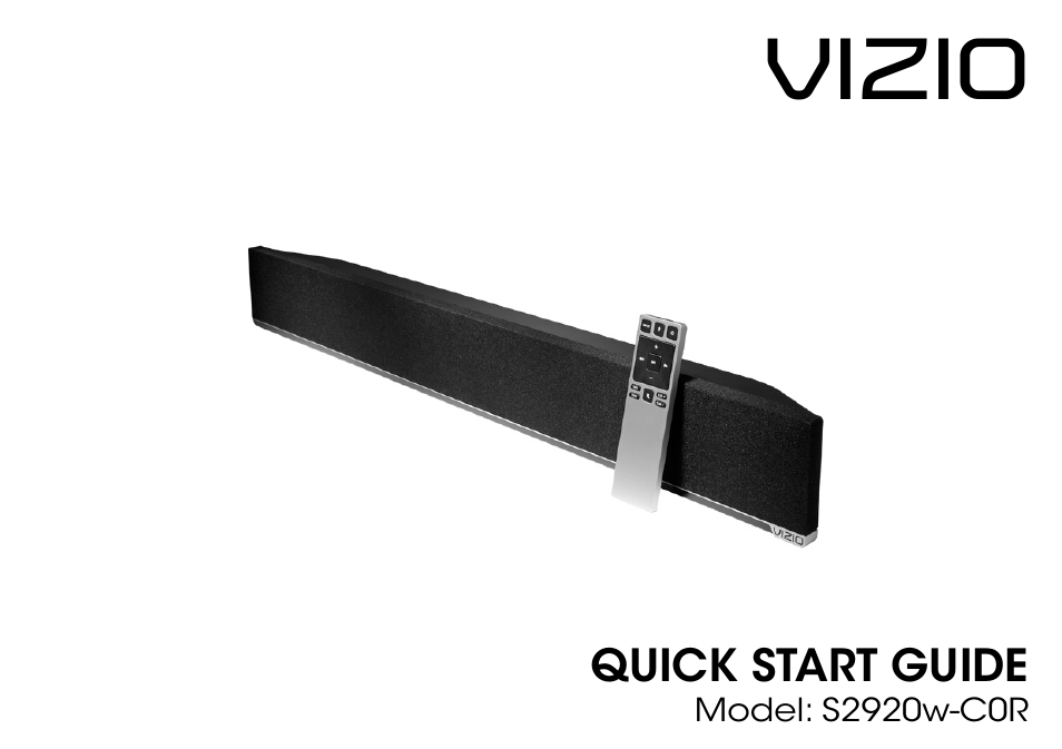 Vizio S2920w-C0R - Quickstart Guide User Manual | 24 pages