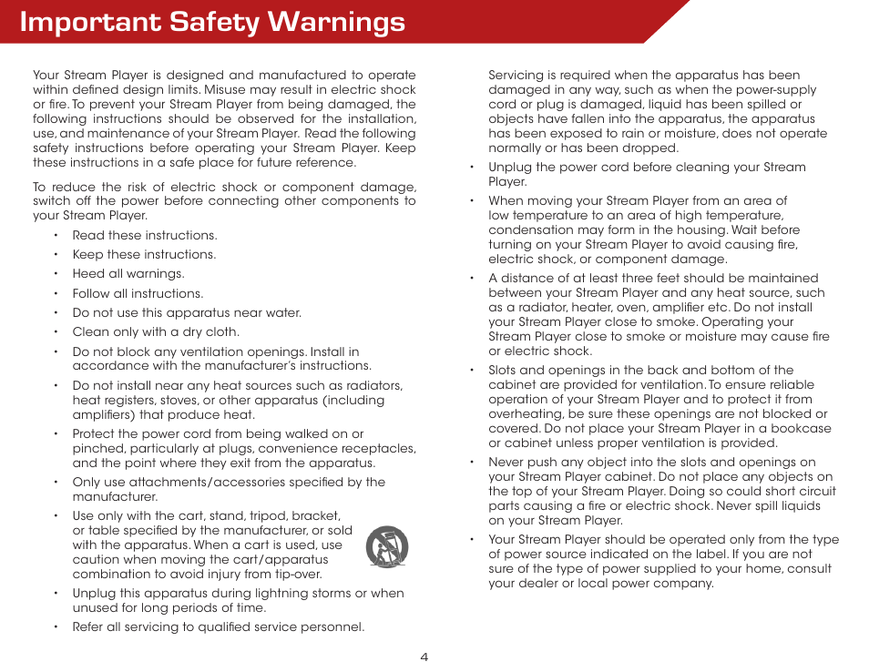 Important safety warnings | Vizio VAP430 - User Manual User Manual | Page 4 / 62