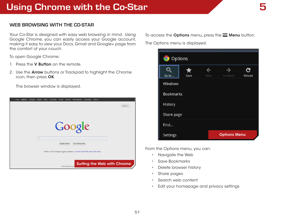 Using chrome with the co-star | Vizio VAP430 - User Manual User Manual | Page 51 / 62