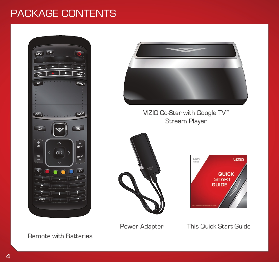 Package contents | Vizio VAP430 - Quickstart Guide User Manual | Page 4 / 24