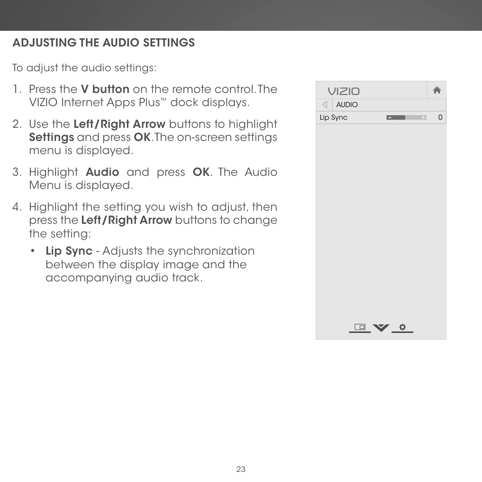 Adjusting the audio settings, Vizio | Vizio Co-Star LT Stream Player - Quickstart Guide User Manual | Page 25 / 40