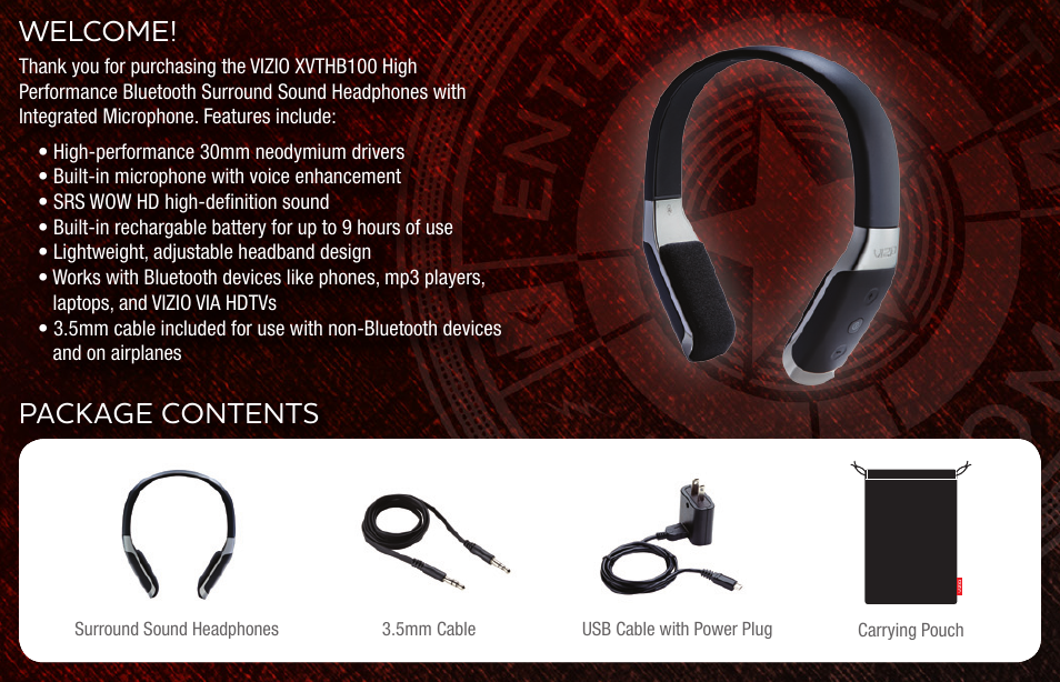 Welcome! package contents | Vizio XVTHB100 - Quickstart Guide User Manual | Page 3 / 16