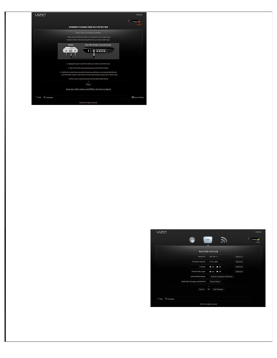 Connecting to the wireless network, Connecting to the wired network, Accessing usb storage | Via the router settings app, Via your computer network, Via your dlna-compatible device, Chapter 4 accessing usb storage | Vizio XWR100 - User Manual User Manual | Page 5 / 21