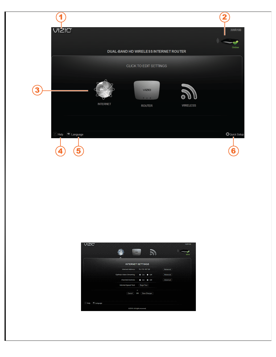 Internet menu, Internet address | Vizio XWR100 - User Manual User Manual | Page 7 / 21