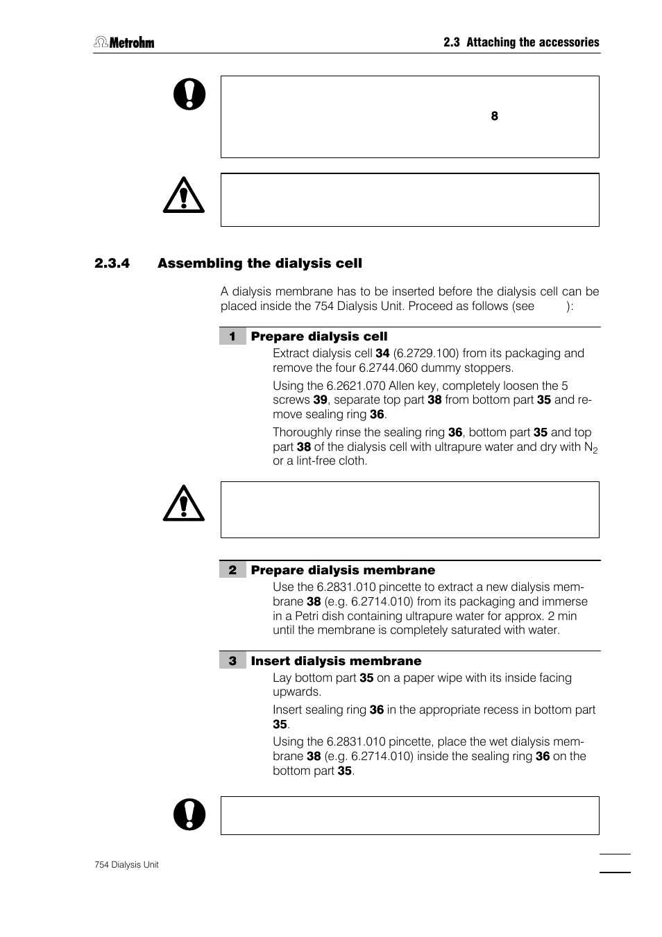 Metrohm 754 Dialysis Unit User Manual | Page 18 / 49