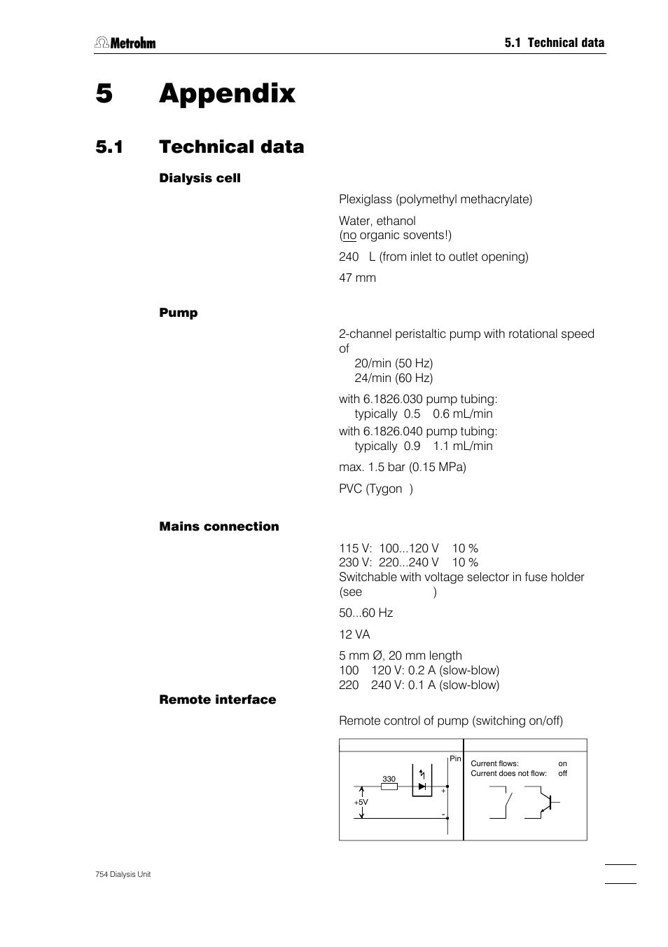 5 appendix, Warranty, Eu declaration of conformity | Certificate of conformity and system validation, 5appendix, 1 technical data | Metrohm 754 Dialysis Unit User Manual | Page 38 / 49