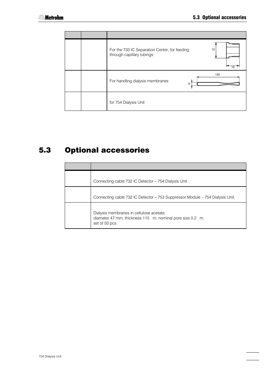 3 optional accessories | Metrohm 754 Dialysis Unit User Manual | Page 42 / 49
