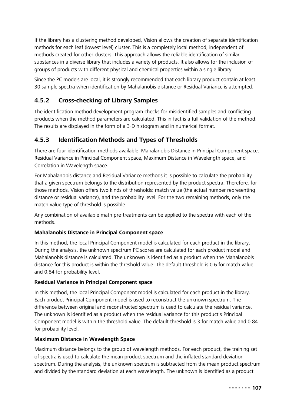 2 cross-checking of library samples, 3 identification methods and types of thresholds, Cross-checking of library samples | Identification methods and types of thresholds | Metrohm Vision Manual User Manual | Page 109 / 207