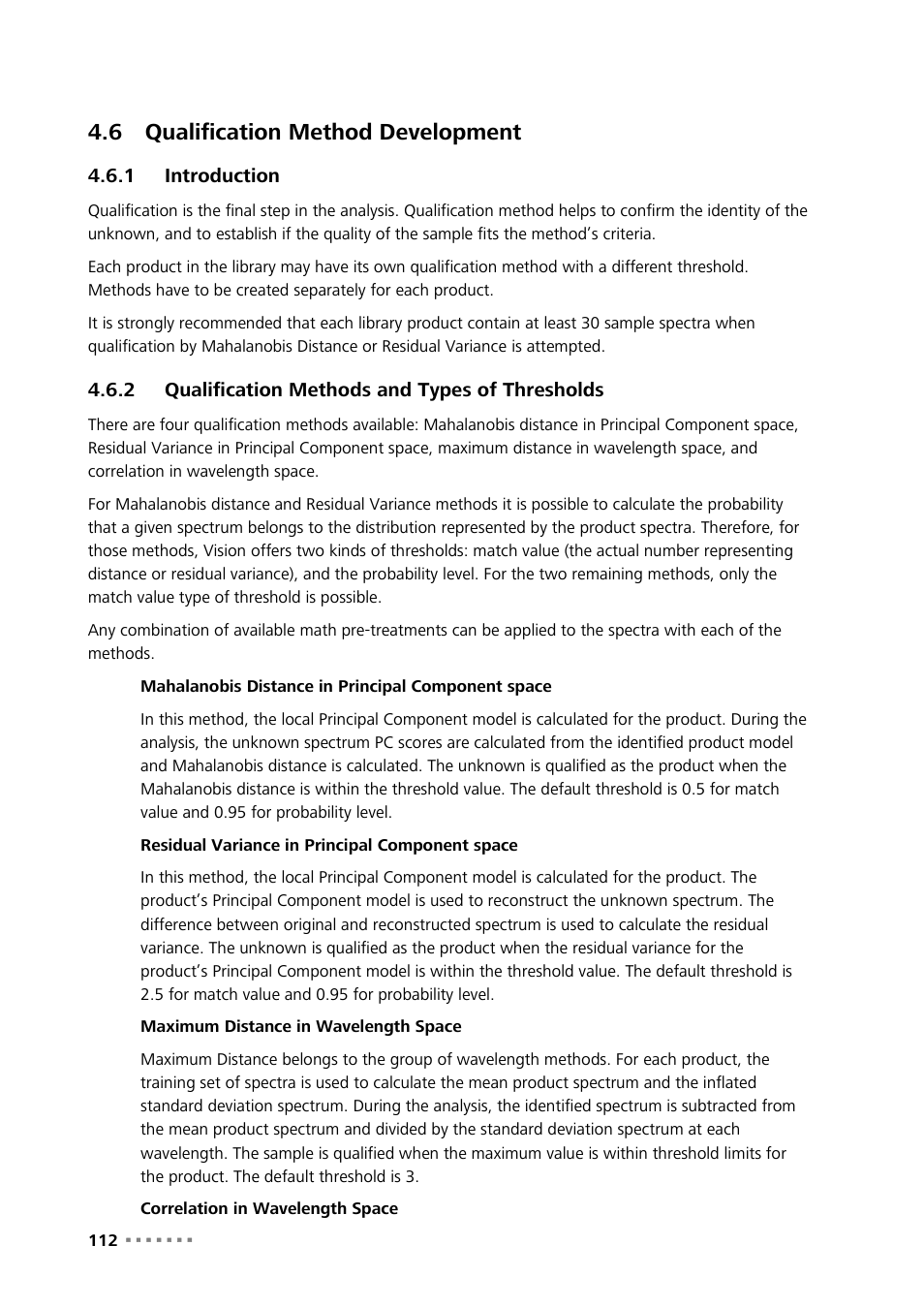 6 qualification method development, 1 introduction, 2 qualification methods and types of thresholds | Qualification method development, Introduction, Qualification methods and types of thresholds | Metrohm Vision Manual User Manual | Page 114 / 207