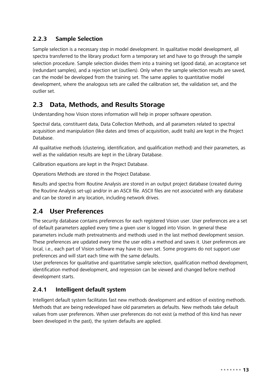 3 sample selection, 3 data, methods, and results storage, 4 user preferences | 1 intelligent default system, Sample selection, Data, methods, and results storage, User preferences, Intelligent default system | Metrohm Vision Manual User Manual | Page 15 / 207