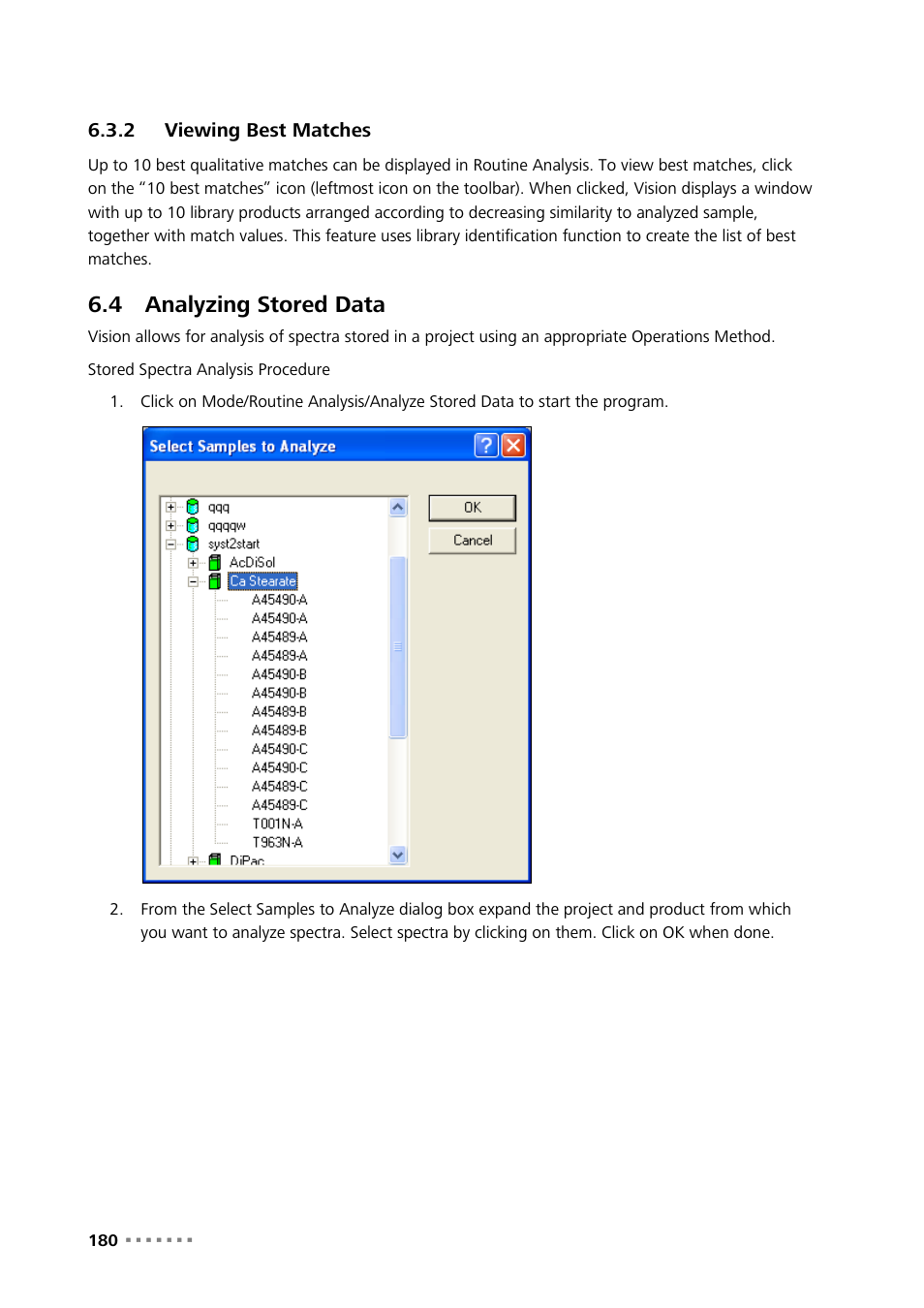 2 viewing best matches, 4 analyzing stored data, Viewing best matches | Analyzing stored data | Metrohm Vision Manual User Manual | Page 182 / 207