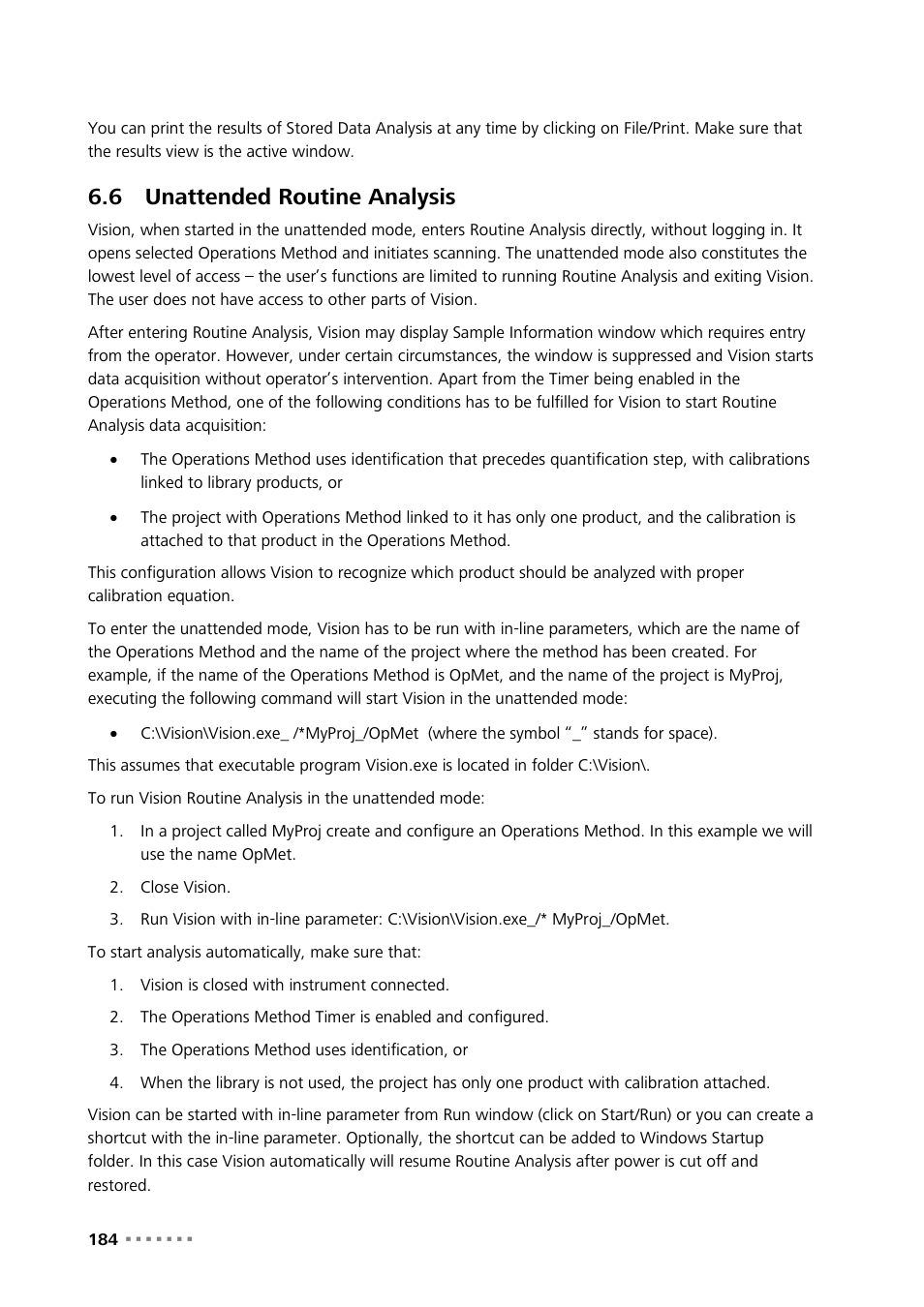 6 unattended routine analysis, Unattended routine analysis | Metrohm Vision Manual User Manual | Page 186 / 207