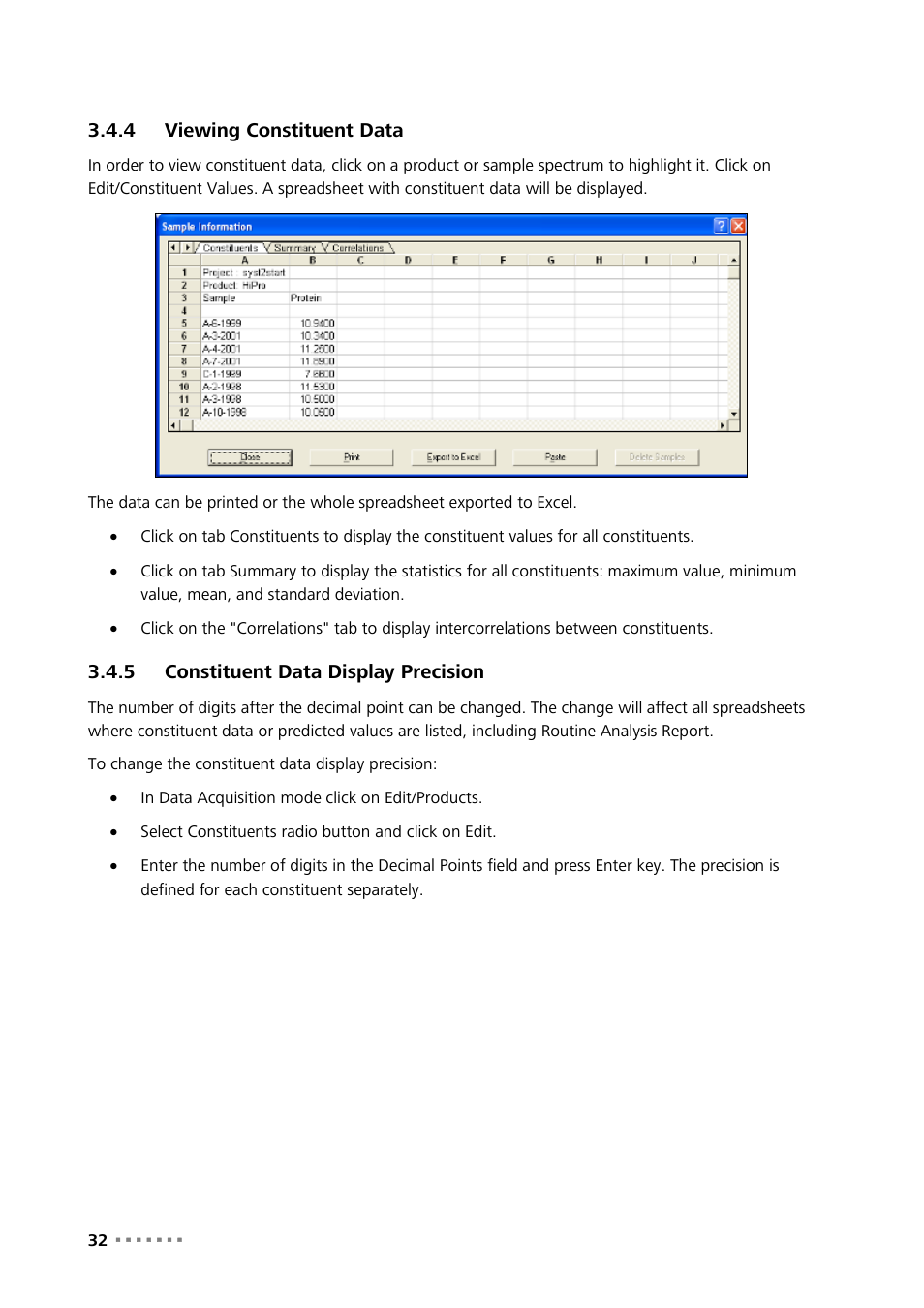 4 viewing constituent data, 5 constituent data display precision, Viewing constituent data | Constituent data display precision | Metrohm Vision Manual User Manual | Page 34 / 207