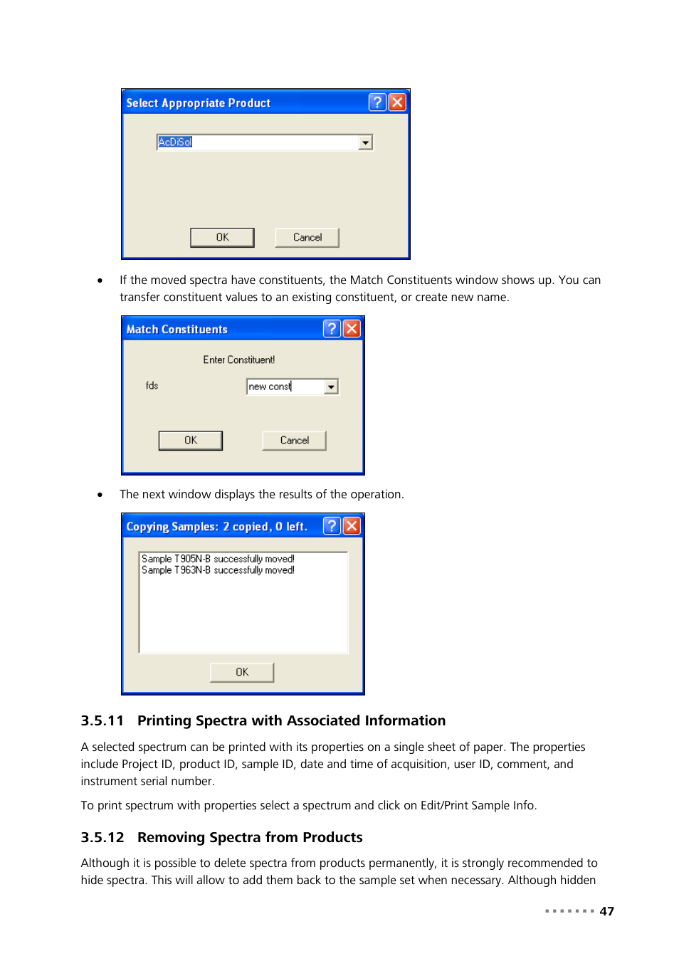11 printing spectra with associated information, 12 removing spectra from products, Printing spectra with associated information | Removing spectra from products | Metrohm Vision Manual User Manual | Page 49 / 207