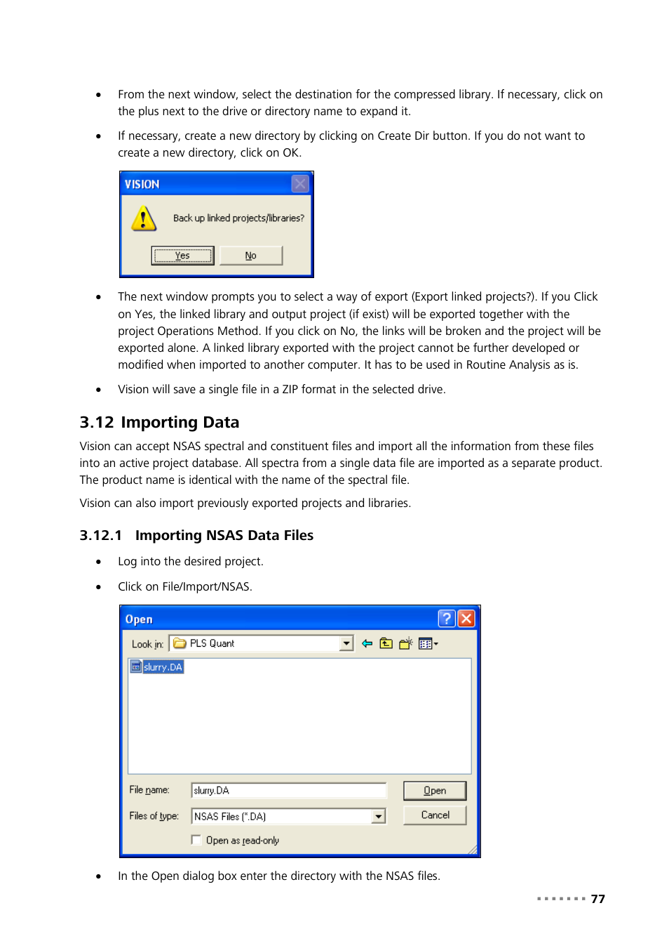 12 importing data, 1 importing nsas data files, Importing data | Importing nsas data files | Metrohm Vision Manual User Manual | Page 79 / 207