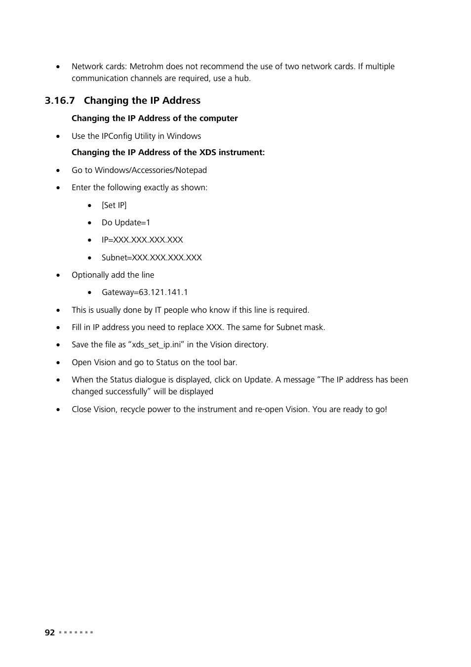 7 changing the ip address, Changing the ip address | Metrohm Vision Manual User Manual | Page 94 / 207
