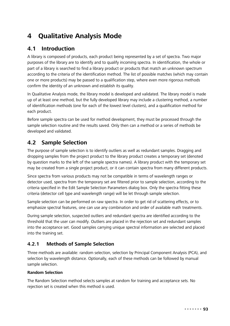 4 qualitative analysis mode, 1 introduction, 2 sample selection | 1 methods of sample selection, Qualitative analysis mode, Introduction, Sample selection, Methods of sample selection, 4qualitative analysis mode | Metrohm Vision Manual User Manual | Page 95 / 207