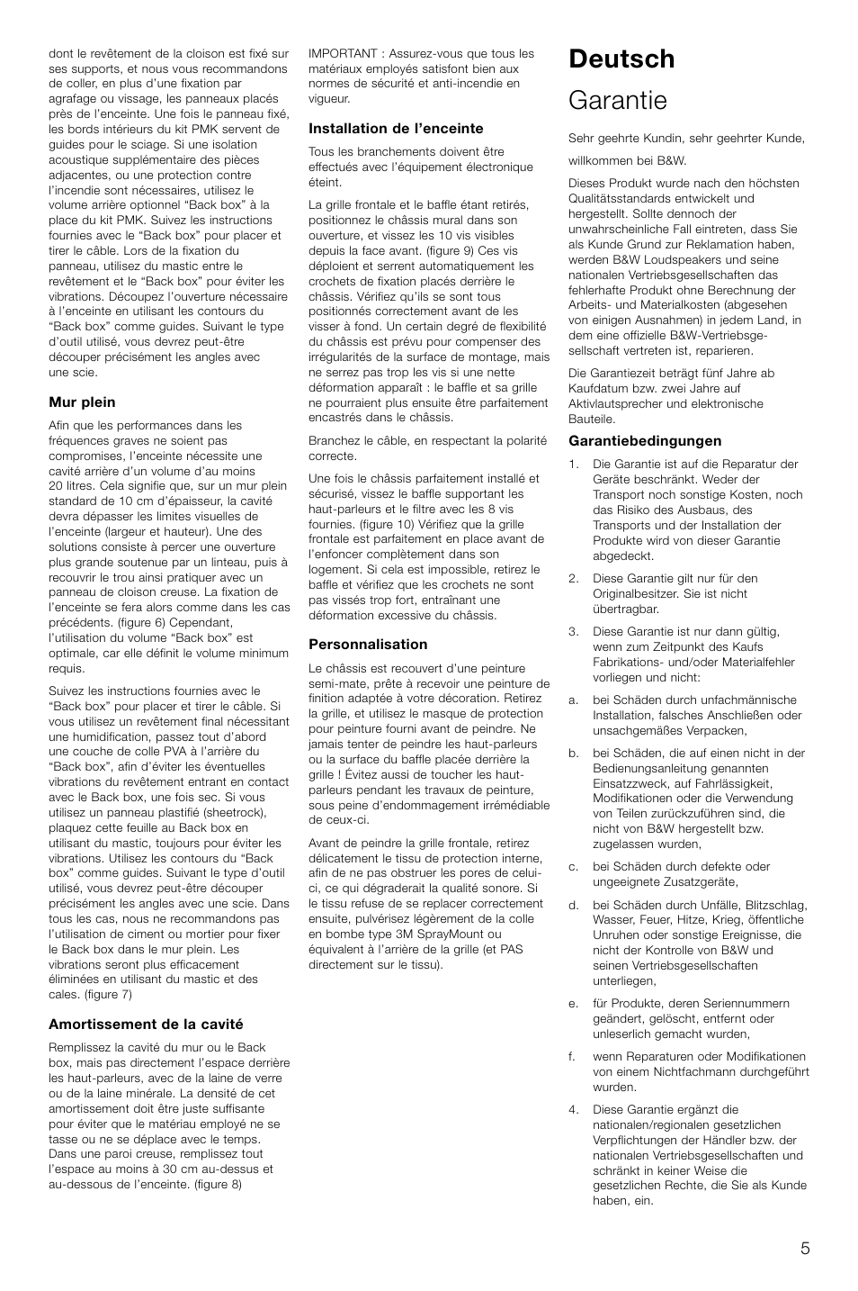 Deutsch garantie | Bowers & Wilkins CWM-LCR8 User Manual | Page 8 / 35