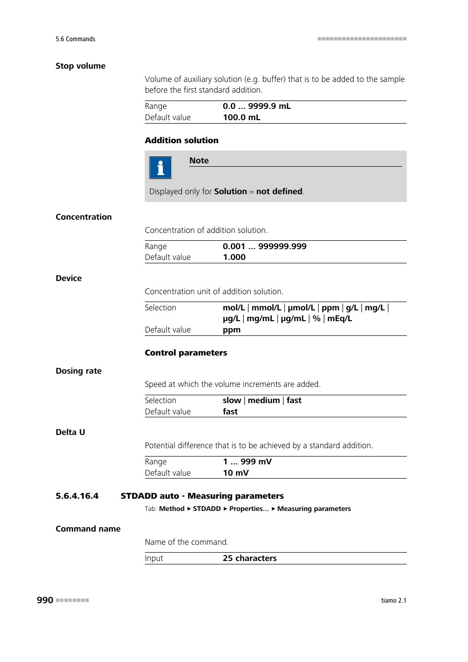 4 stdadd auto - measuring parameters | Metrohm tiamo 2.1 Manual User Manual | Page 1004 / 1532