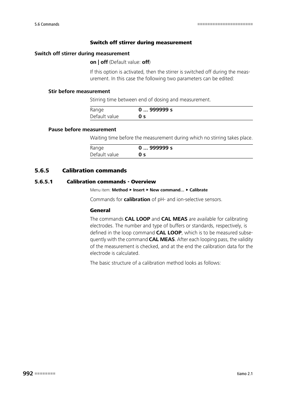 5 calibration commands, 1 calibration commands - overview, Calibration commands | Metrohm tiamo 2.1 Manual User Manual | Page 1006 / 1532