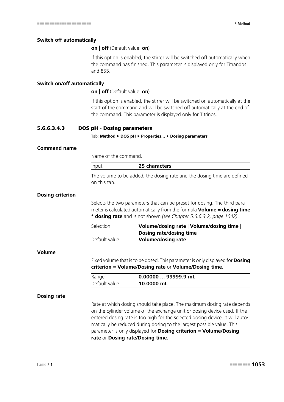 3 dos ph - dosing parameters, Dosing parameters | Metrohm tiamo 2.1 Manual User Manual | Page 1067 / 1532