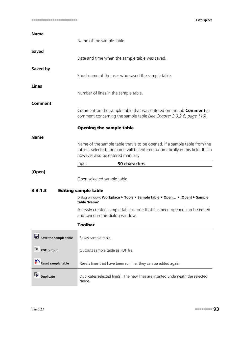 3 editing sample table, Edit sample table | Metrohm tiamo 2.1 Manual User Manual | Page 107 / 1532