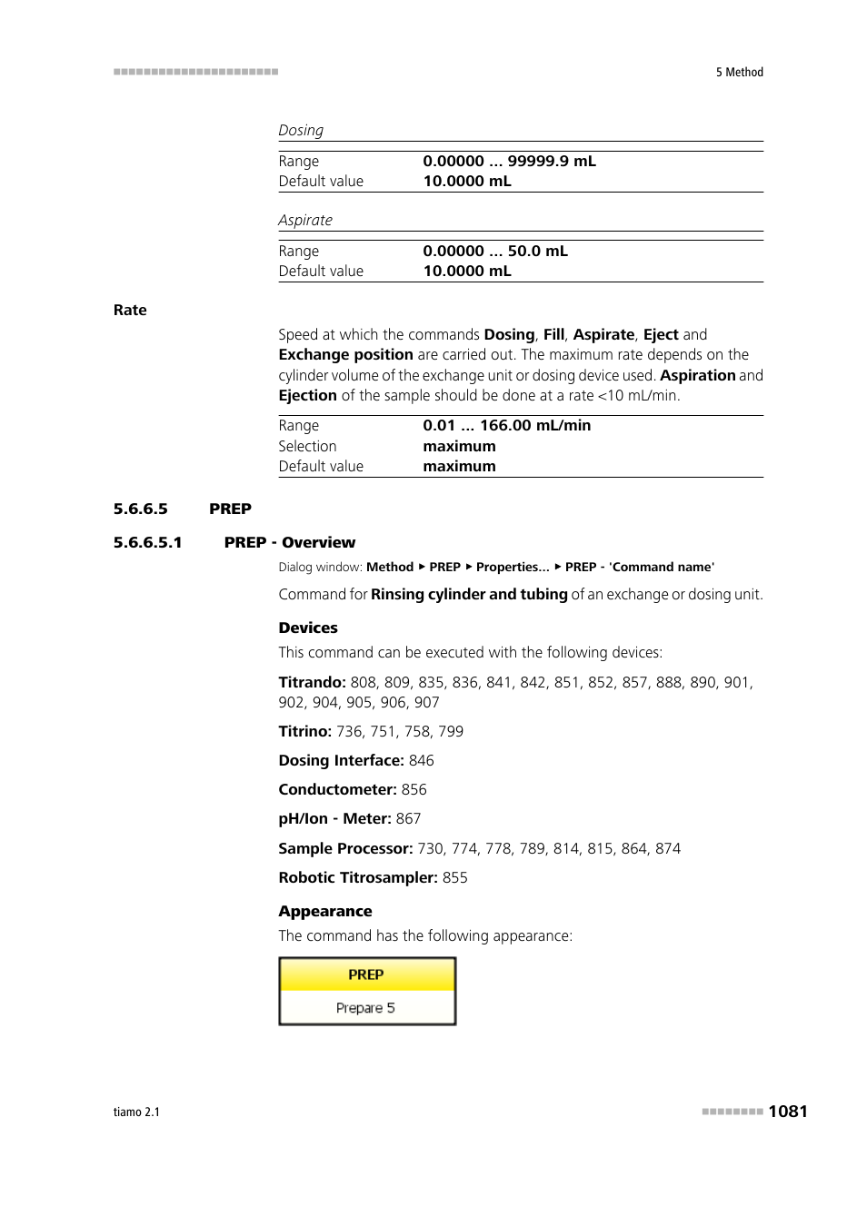 5 prep, 1 prep - overview, Prep | Metrohm tiamo 2.1 Manual User Manual | Page 1095 / 1532