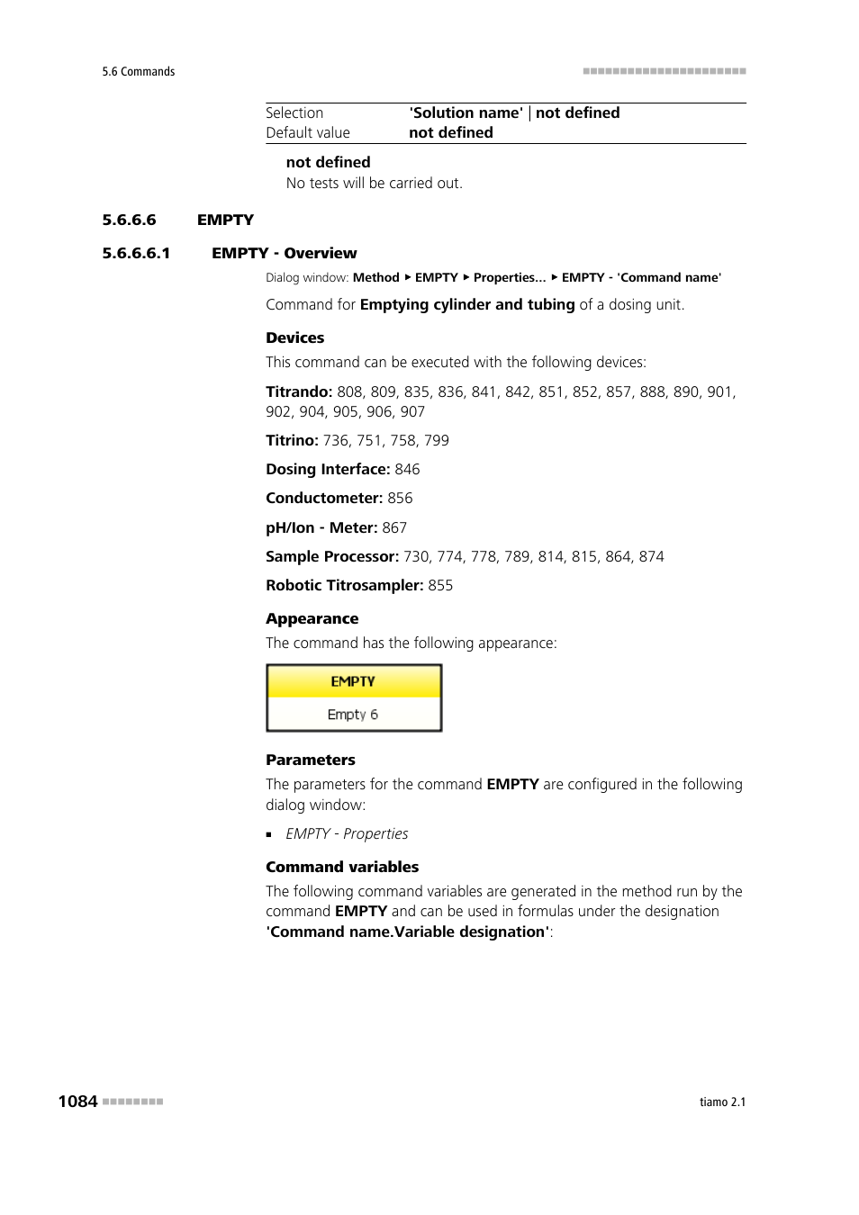 6 empty, 1 empty - overview, Empty | Metrohm tiamo 2.1 Manual User Manual | Page 1098 / 1532