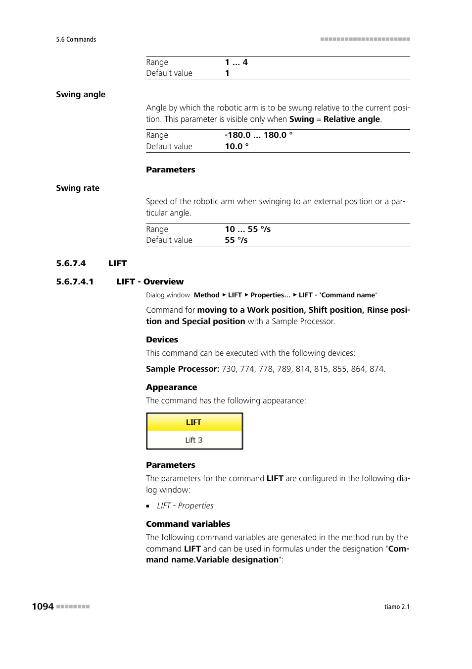 4 lift, 1 lift - overview, Lift | Metrohm tiamo 2.1 Manual User Manual | Page 1108 / 1532