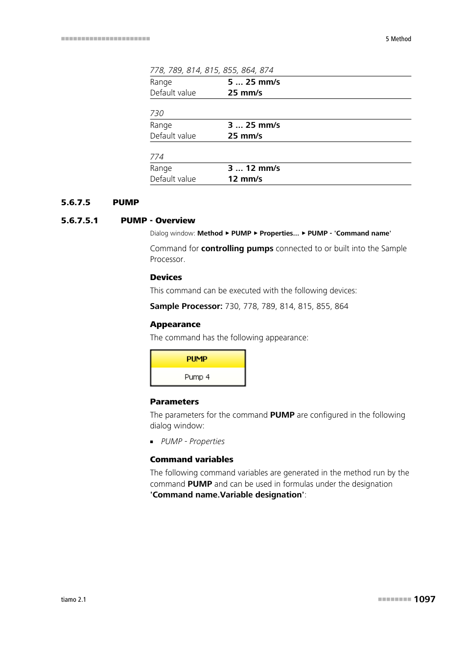 5 pump, 1 pump - overview, Pump | Metrohm tiamo 2.1 Manual User Manual | Page 1111 / 1532