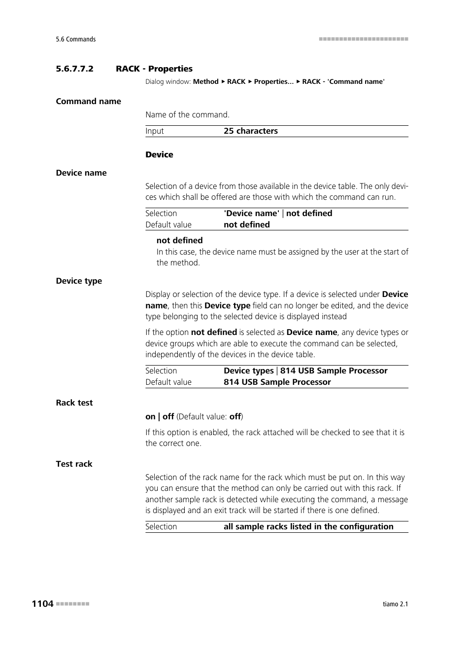 2 rack - properties | Metrohm tiamo 2.1 Manual User Manual | Page 1118 / 1532