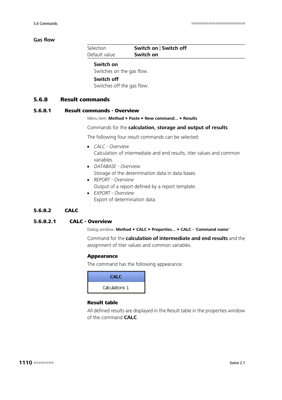 8 result commands, 1 result commands - overview, 2 calc | 1 calc - overview, Result commands 0, Calc | Metrohm tiamo 2.1 Manual User Manual | Page 1124 / 1532