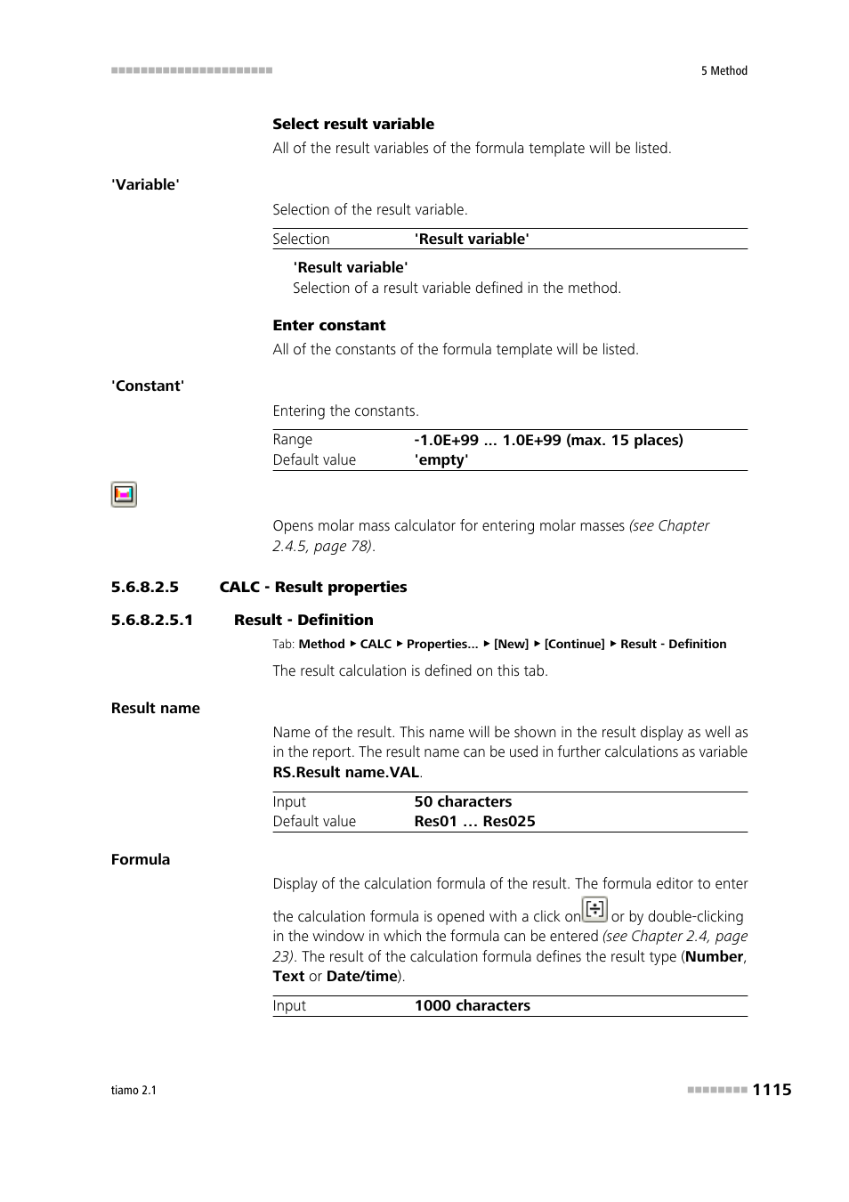 5 calc - result properties, 1 result - definition | Metrohm tiamo 2.1 Manual User Manual | Page 1129 / 1532