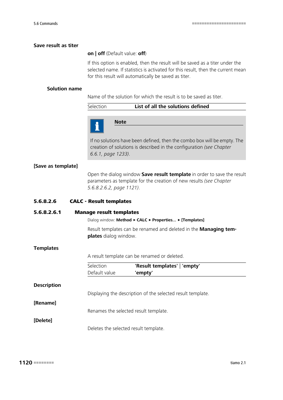 6 calc - result templates, 1 manage result templates | Metrohm tiamo 2.1 Manual User Manual | Page 1134 / 1532