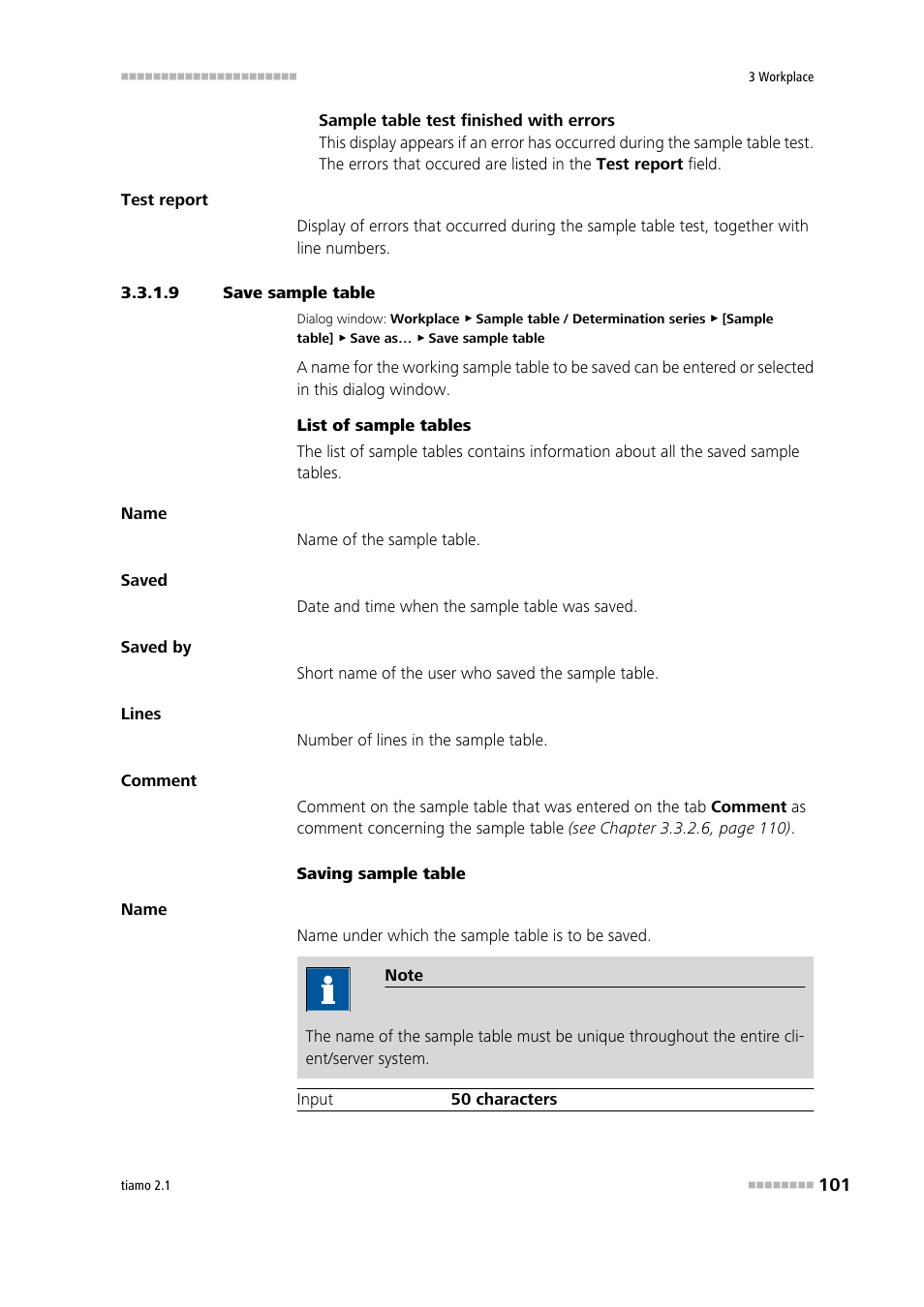 9 save sample table, Save sample table | Metrohm tiamo 2.1 Manual User Manual | Page 115 / 1532