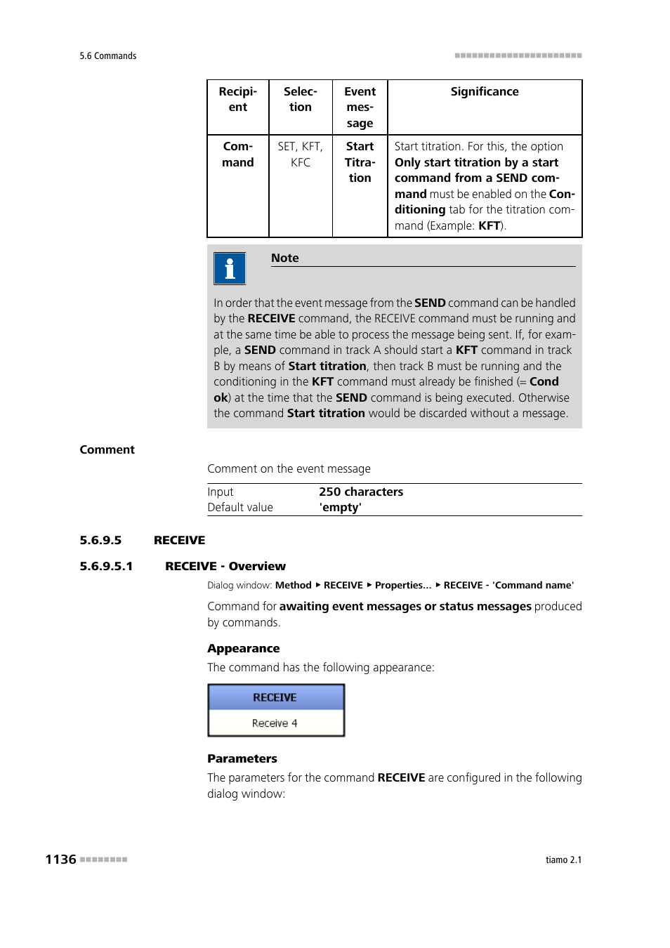 5 receive, 1 receive - overview, Receive | Metrohm tiamo 2.1 Manual User Manual | Page 1150 / 1532