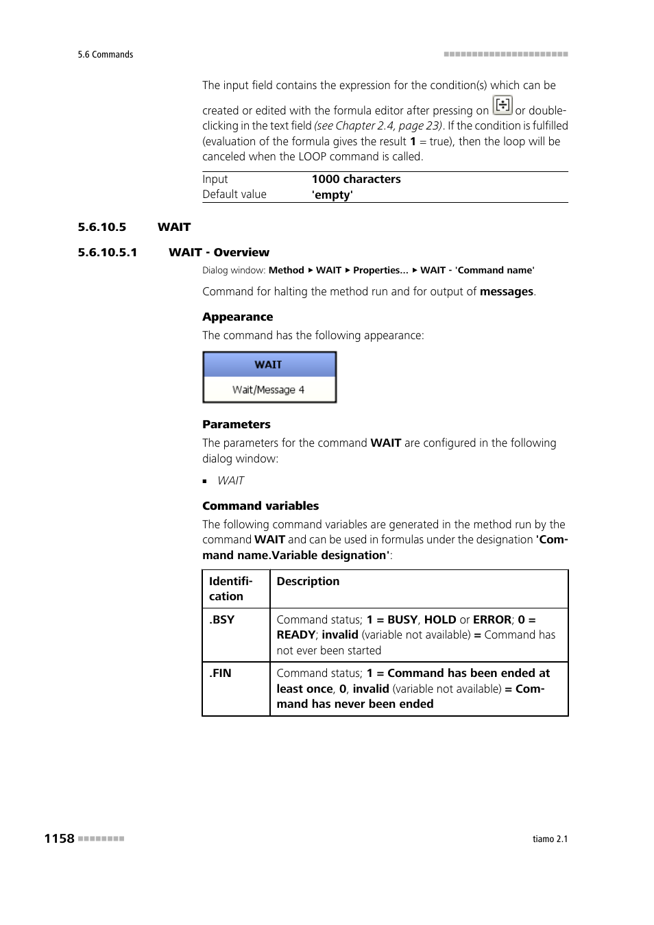 5 wait, 1 wait - overview, Wait | Metrohm tiamo 2.1 Manual User Manual | Page 1172 / 1532