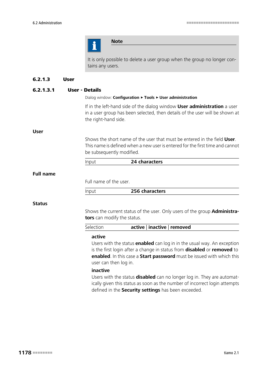 3 user, 1 user - details, User | Users, Deactivate user, Activate user, Remove user | Metrohm tiamo 2.1 Manual User Manual | Page 1192 / 1532