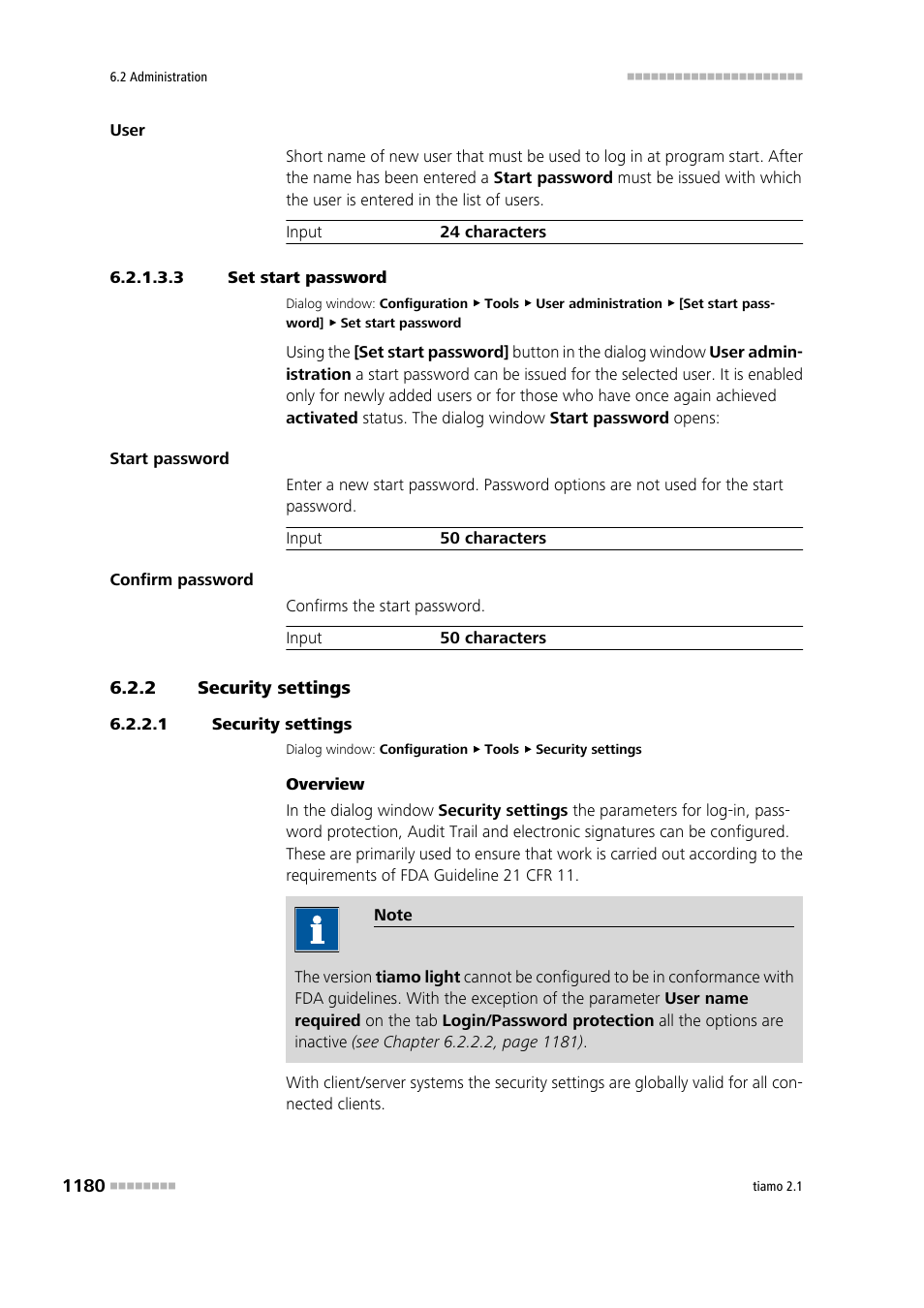 3 set start password, 2 security settings, 1 security settings | Security settings 0, Set start password for new user | Metrohm tiamo 2.1 Manual User Manual | Page 1194 / 1532