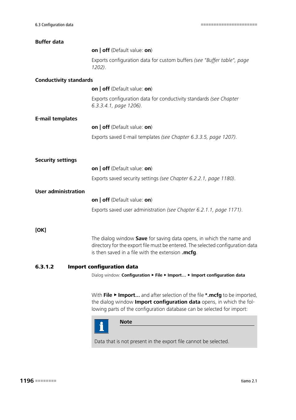 2 import configuration data, Import configuration data | Metrohm tiamo 2.1 Manual User Manual | Page 1210 / 1532