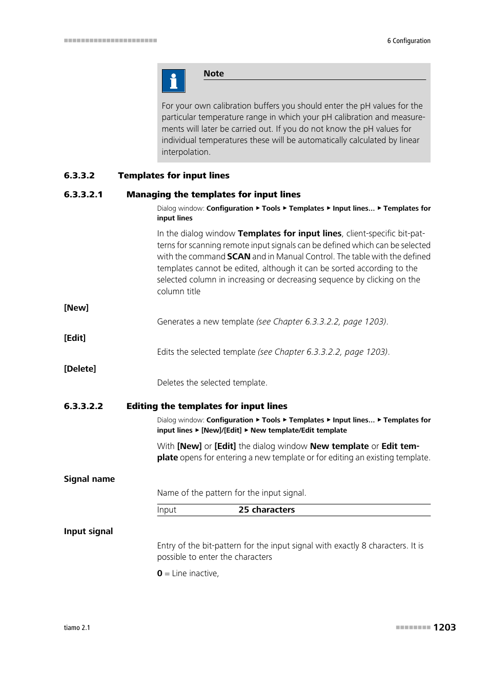 2 templates for input lines, 1 managing the templates for input lines, 2 editing the templates for input lines | Input lines | Metrohm tiamo 2.1 Manual User Manual | Page 1217 / 1532