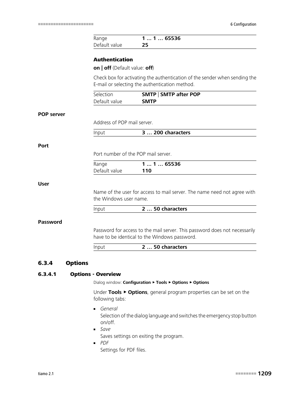 4 options, 1 options - overview, Options 9 | General program properties | Metrohm tiamo 2.1 Manual User Manual | Page 1223 / 1532