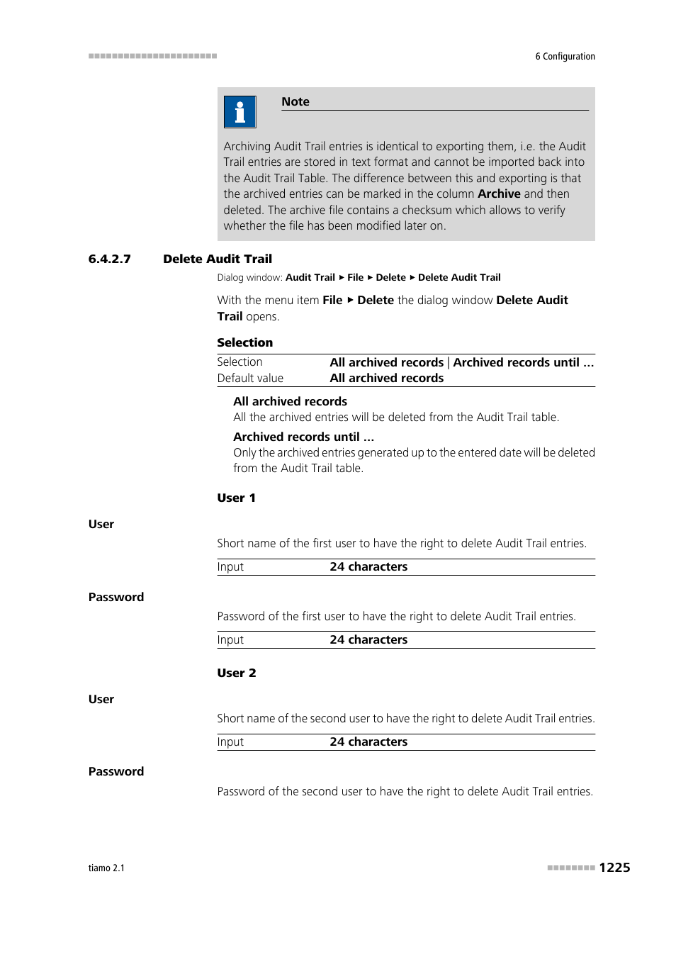 7 delete audit trail, Delete audit trail | Metrohm tiamo 2.1 Manual User Manual | Page 1239 / 1532