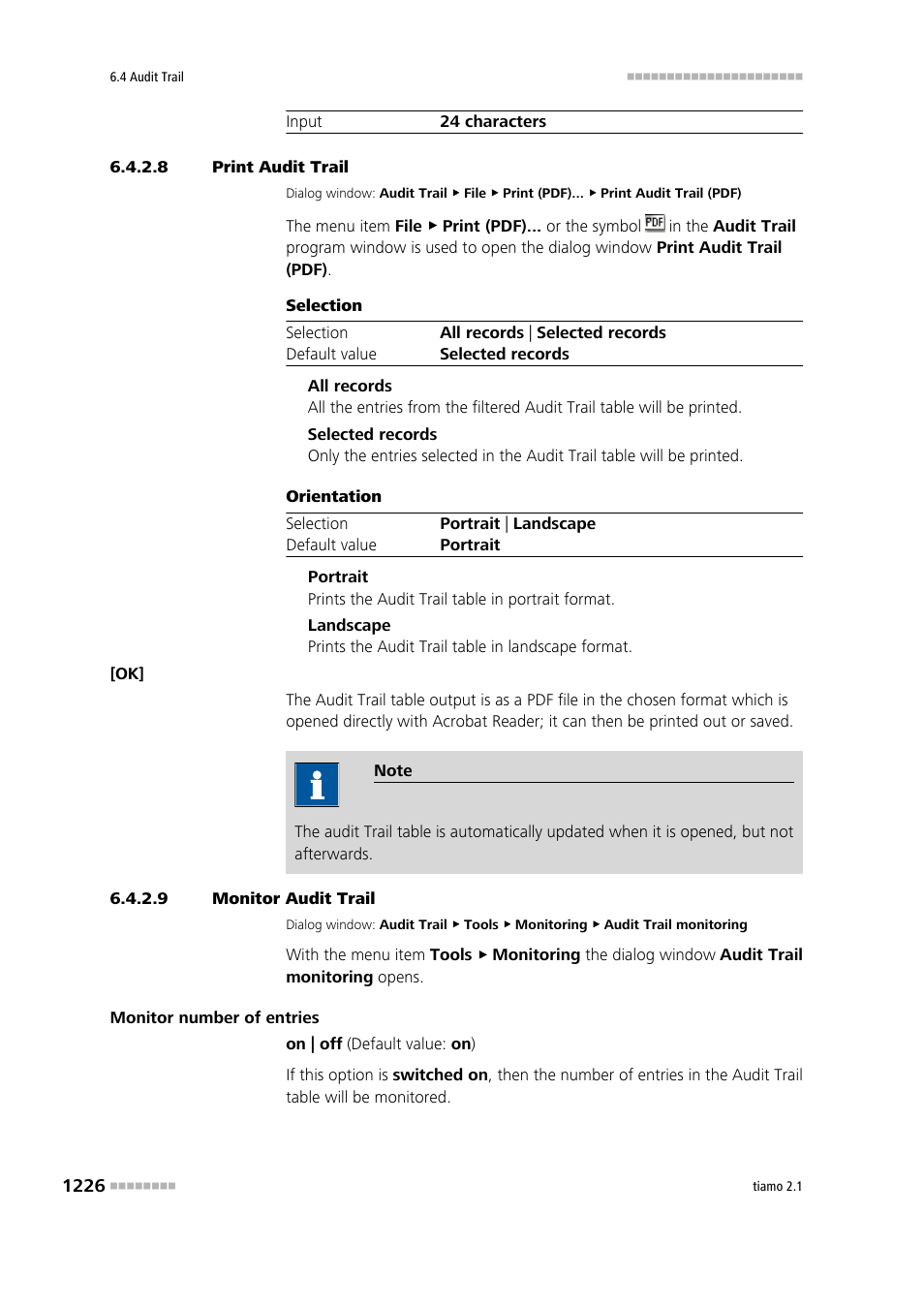 8 print audit trail, 9 monitor audit trail, Print audit trail | Monitor audit trail | Metrohm tiamo 2.1 Manual User Manual | Page 1240 / 1532