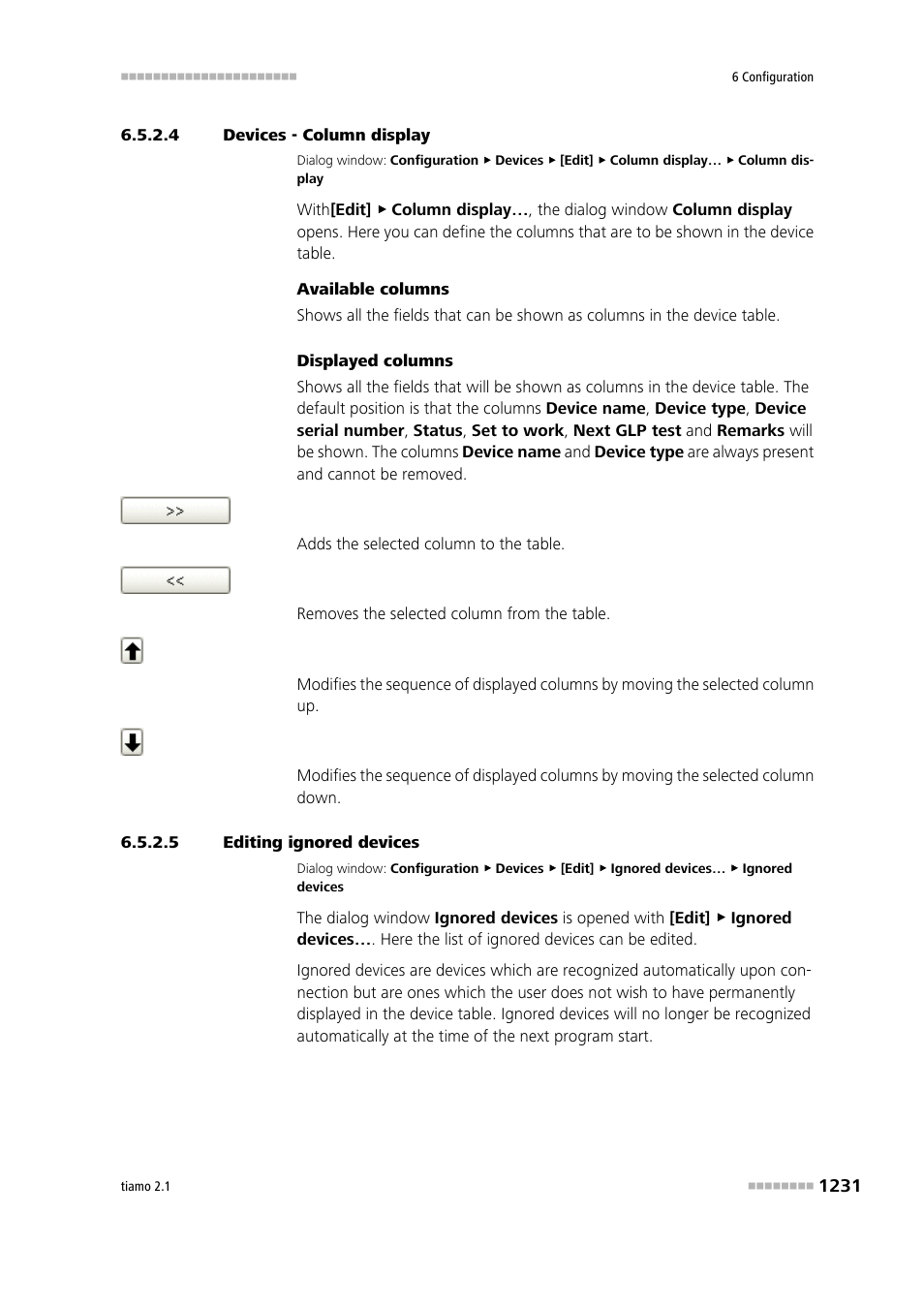 4 devices - column display, 5 editing ignored devices | Metrohm tiamo 2.1 Manual User Manual | Page 1245 / 1532